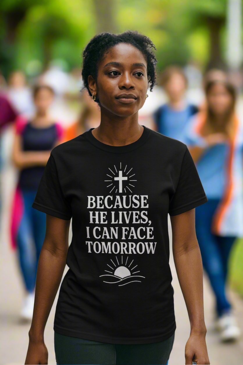 Woman wearing  her motivation and telling other why she can persevere to the next day.