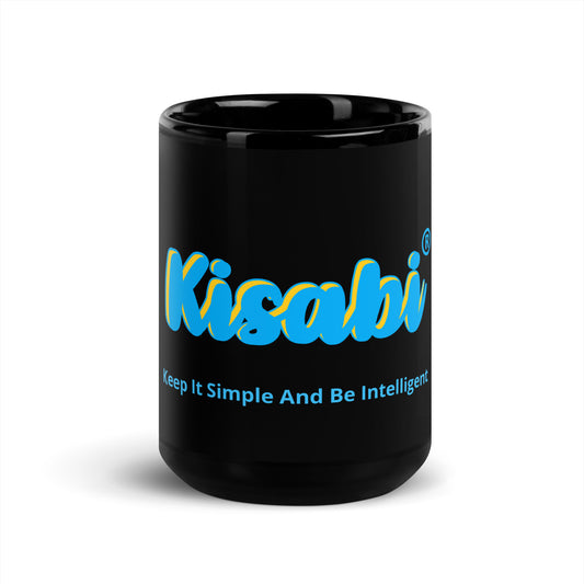 Kisabi Cursive Black Glossy Mug