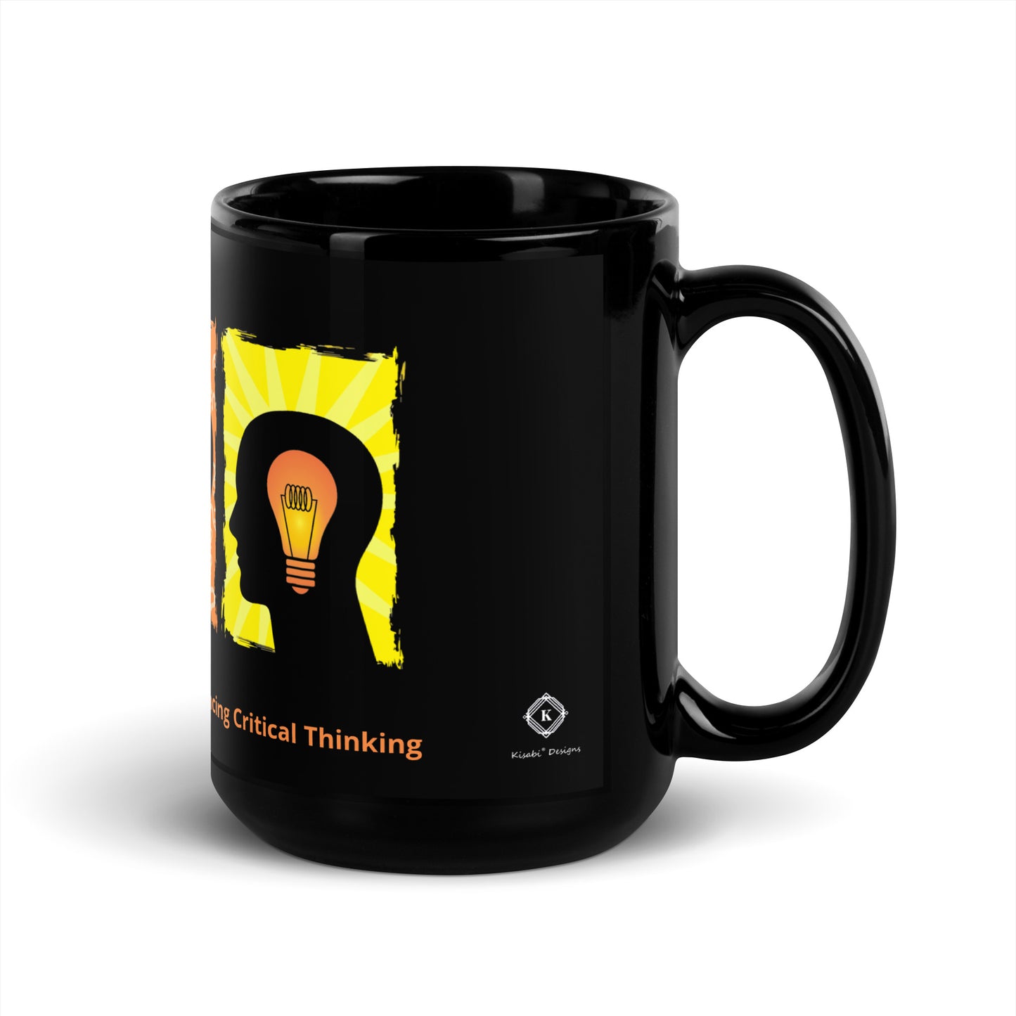 Critical Thinking Black Glossy Mug By KISABI®