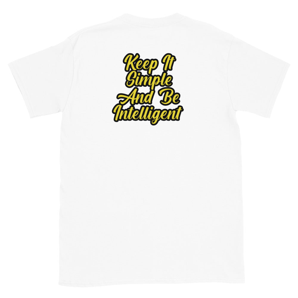 Kisabi Frase en la espalda Camiseta unisex de manga corta
